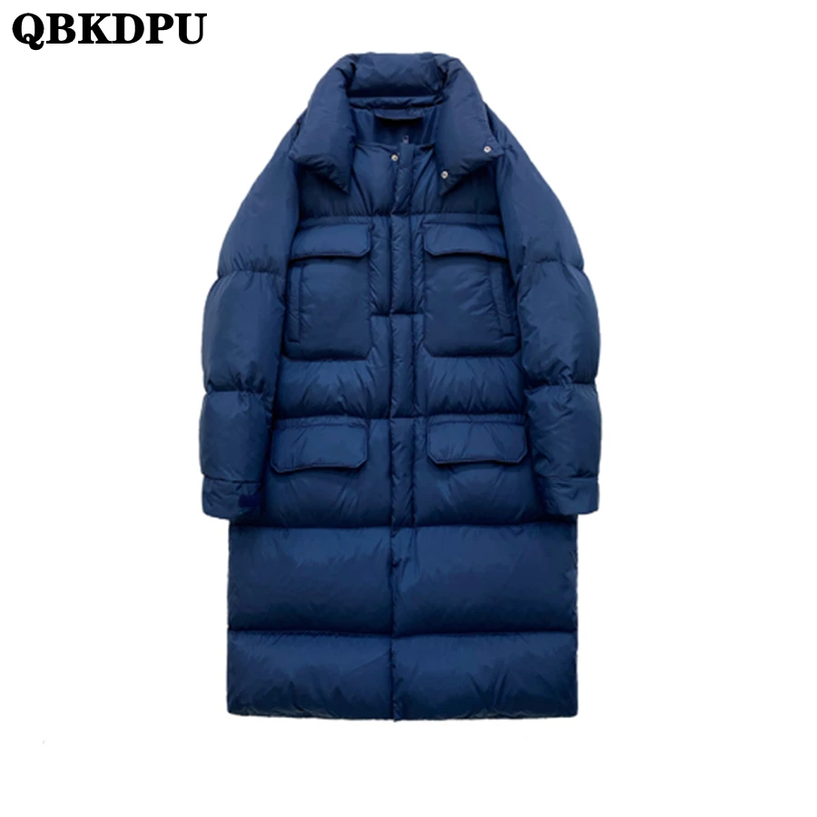 

Зимнее пушистое длинное пальто на белом утином пуху, женские теплые толстые парки, зимняя одежда, Корейская ветровка, куртки, базовая одното...