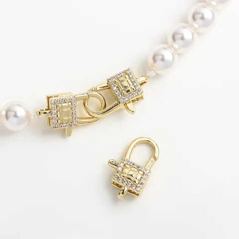 1 шт., циркониевая пряжка в форме замка, весенняя пряжка-лобстер, жемчужное ожерелье, браслет, соединительная пряжка, сделай сам, материал для изготовления ювелирных изделий, аксессуары