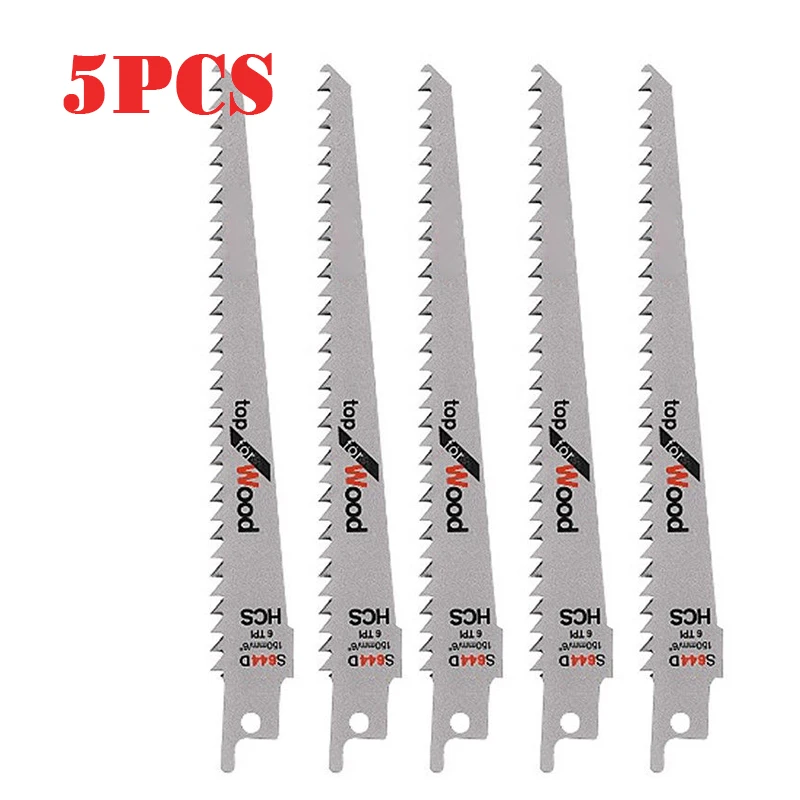 

5 PCS Reciprocating Saw Blades Kits 6Inch 150mm HCS S644D Demolition Saw Blade Set For Metal And Wood Cutting Tools