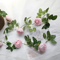 2m artificial peony flowers ivy cane vine wedding decoration real touch silk string home hanging garland party decor 11 colors