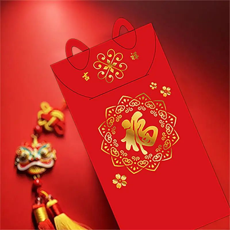 

2023 Creative New Year Red Envelopes Fan Shape Hongbao Chinese Spring Festival Red Pocket Best Wish Lucky Money Pockets Gift Bag