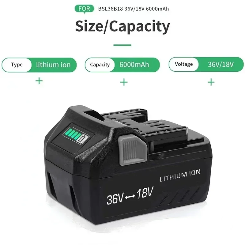 Аккумулятор для электроинструмента Hitachi BSL36A18 BSL1815X BSL1820 BSL1830 BSL1850