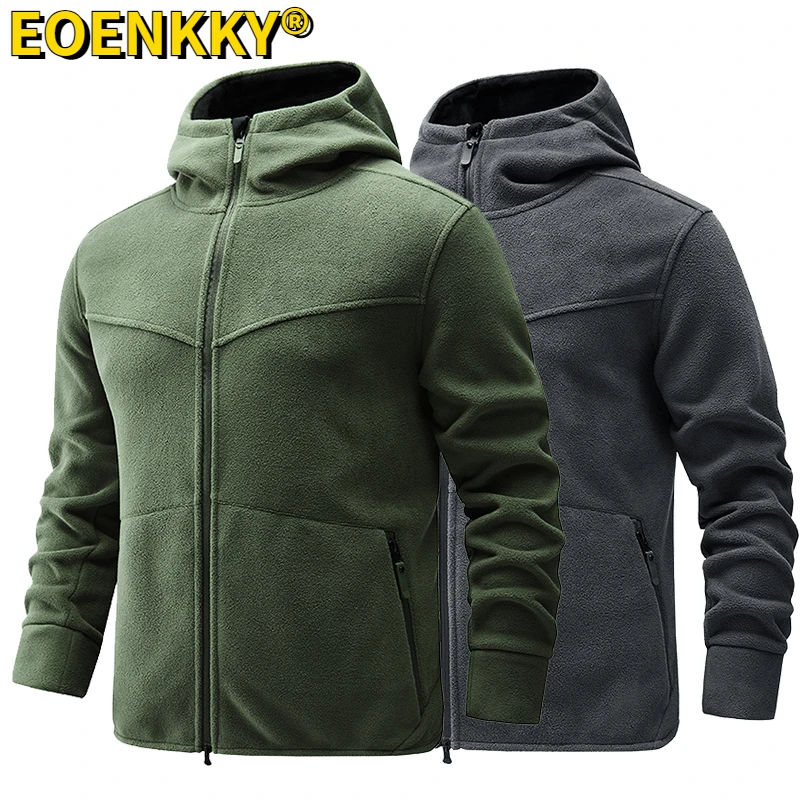 

2023 US New Outdoor Camping Tactical Soft Shell Fleece Jackets Men Hooded Windproof Mens Thermal US SWAT Army Hunt Hiking Coats
