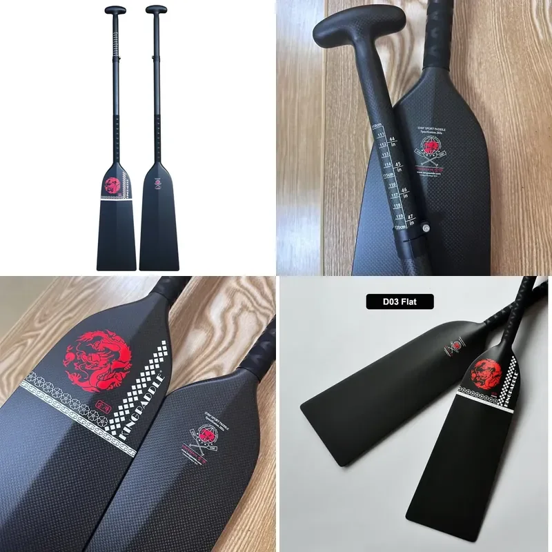 Фото Весло для драгонбота Kingpaddle, одобренное IDBF, из углеродного волокна, регулируемое, 360 г, легкое, лопасть 48x18 см, высокопрочное №1