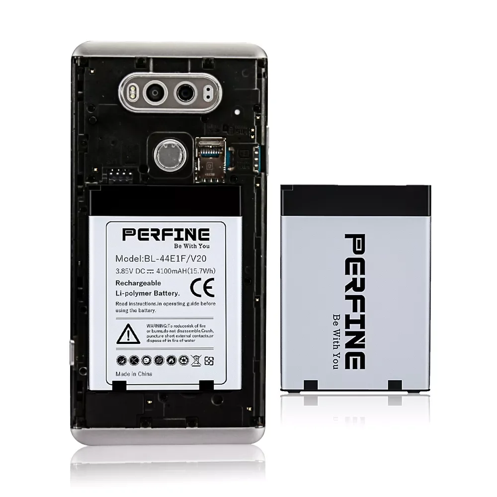 

Perfine 4100 mAh Mobile Phone V20 Battery BL44E1F Big Capacity Replacement for H915 H910 H990 TPU Case USB-C C to C Cable