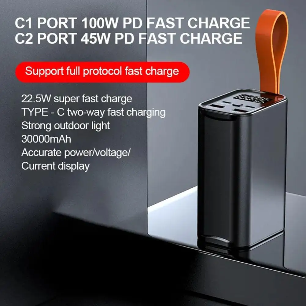 

60000mAh Outdoor Power Bank Portable PowerBank External Battery Pack PD 100W Fast Charger For Xiaomi IPhone Mobile Power St U1L6