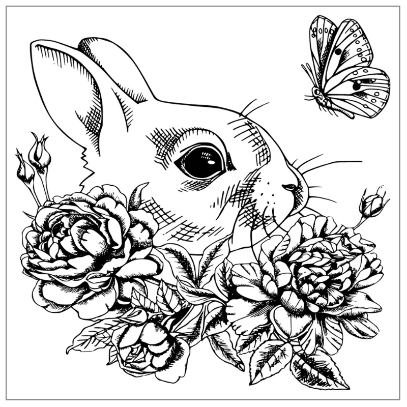 

Cute Rabbit Flower Clear Stamps for Card Making Decoration and DIY Scrapbooking Silicone Stamps for Handmade Crafts