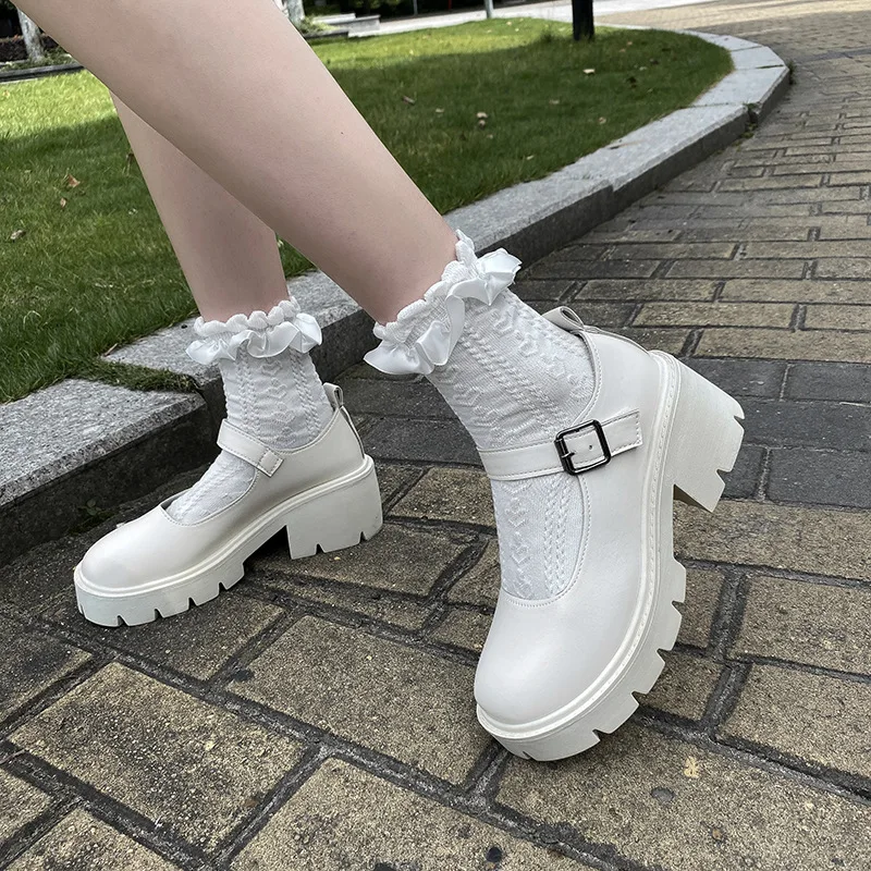 

Uniform Shoes Small Leather Shoes Female British Girl Japanese Wild Black Retro Mary Jane Shoes Lolita Platform Shoes Low heels