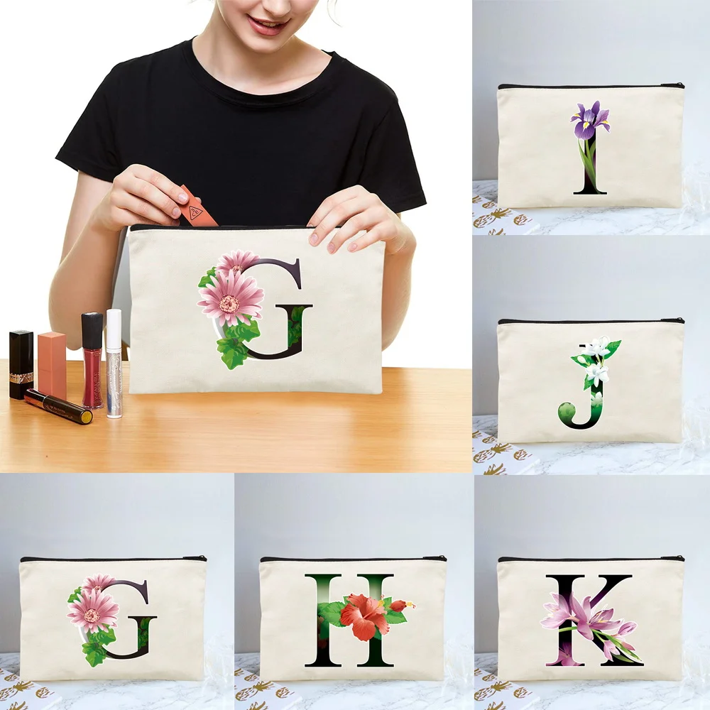 

Makeup Bag Women Storage Make Up Cases for Girl Outdoors Shopping Zipper Beauty Pouch Flower Color Print Travel Cosmetic Bags