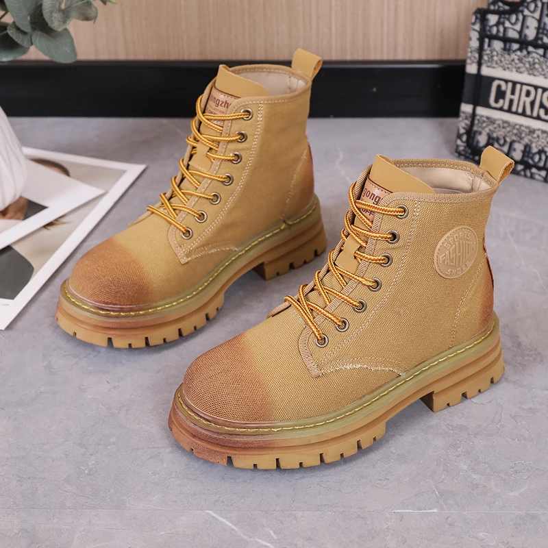 

Boots Female Cow Leather 2022 Fall New British Style Retro Round Toe Casual Trend Thick-soled Thick Heel Women Boots