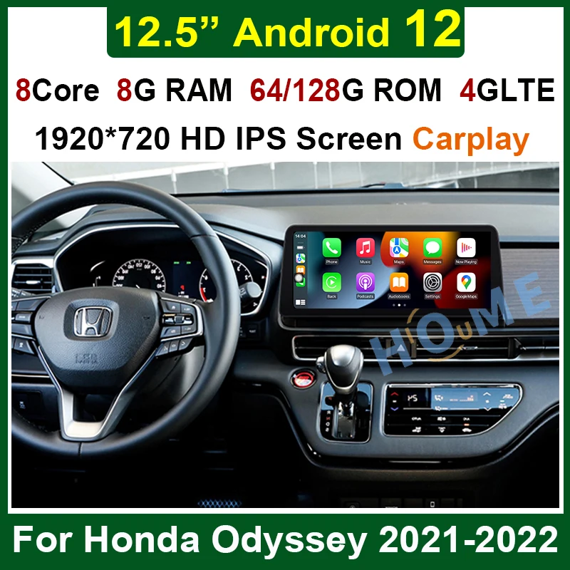 

Car Multimedia Player GPS Navigation 12.5" Android12 8+128G for Honda Spirior 2009-2013 Auto Stereo CarPlay WiFi 4G Bluetooth