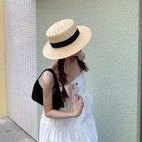 hand woven straw hats in summerof joker sunscreen breathable flat topped ladies beach play korean version of straw sun hats