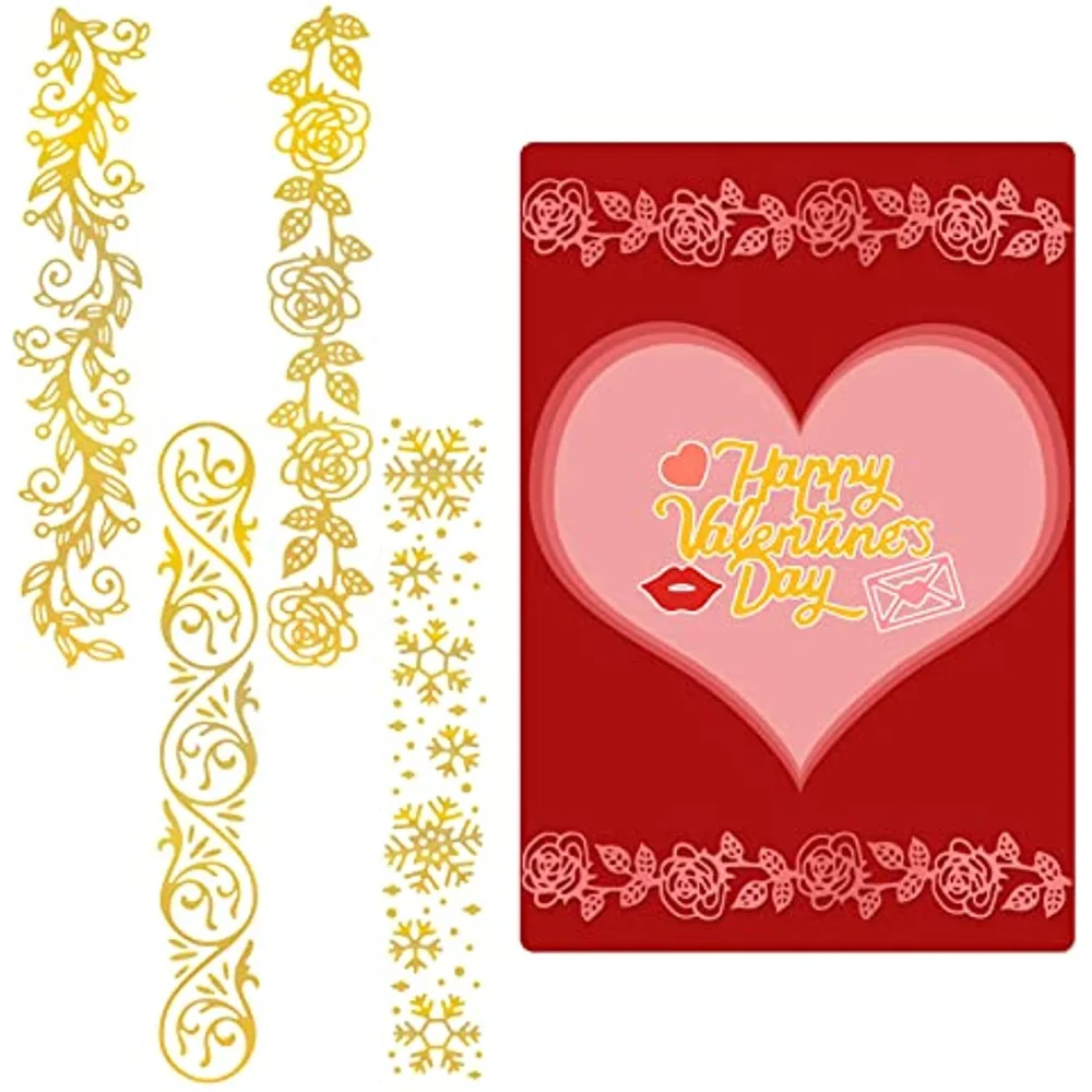 

4 шт. цветок кружевная рамка Горячая фольга пластина снежинка Роза узор для DIY фольга бумажная Фотография Свадебные приветствия