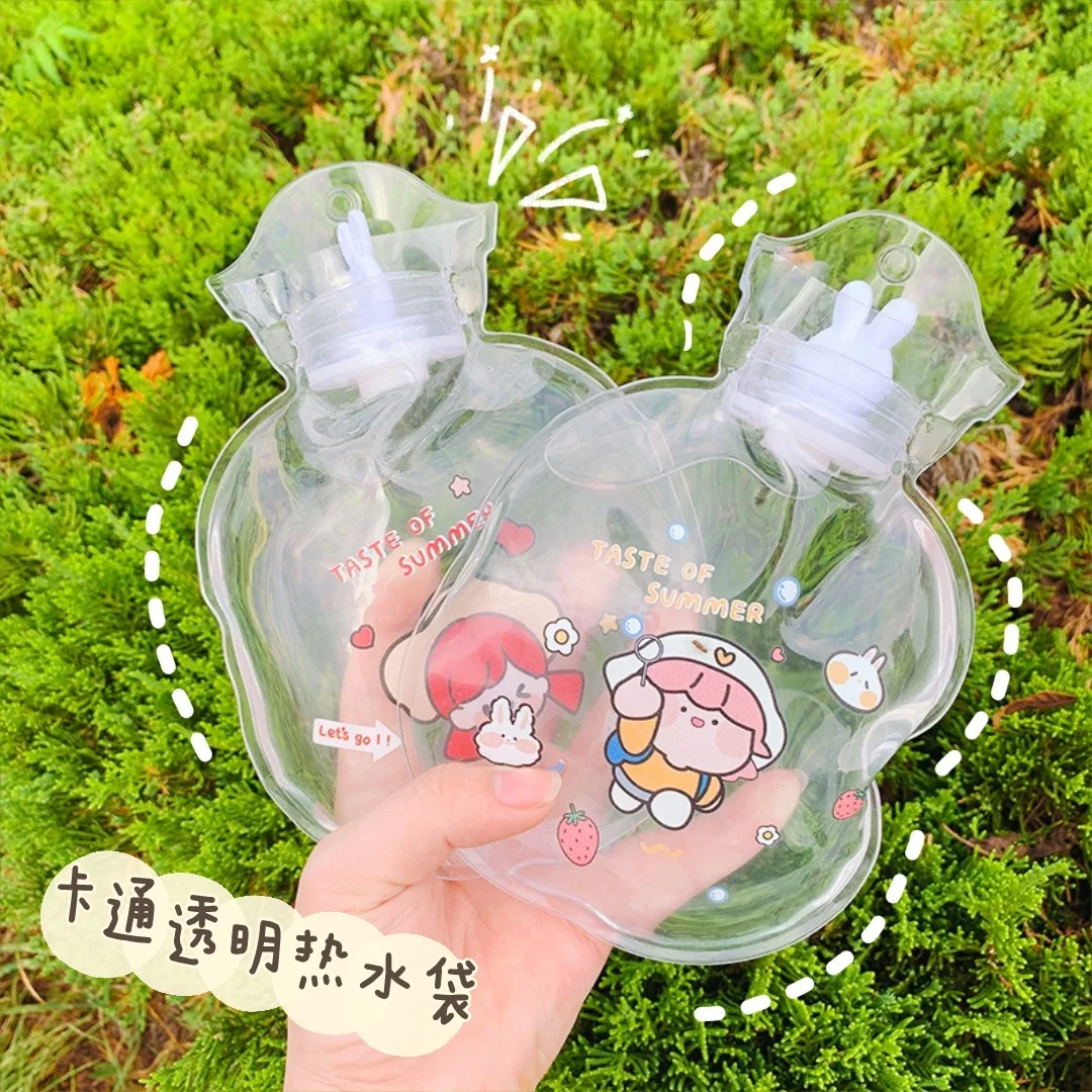 

Winter Cute cartoon transparent portable water injection girl warm water bag children portable hot water bottle household items