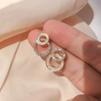 elegant small circle stud earrings for women shiny white zircon simple daily wear earrings wedding party fashion jewelry gifts