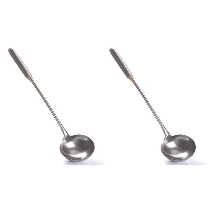 

2X Soup Ladle, Wok Spatula,The Longer Handle Shovel Spoon Rustproof, Heat Resistance, Integral Forming Durable Stainless