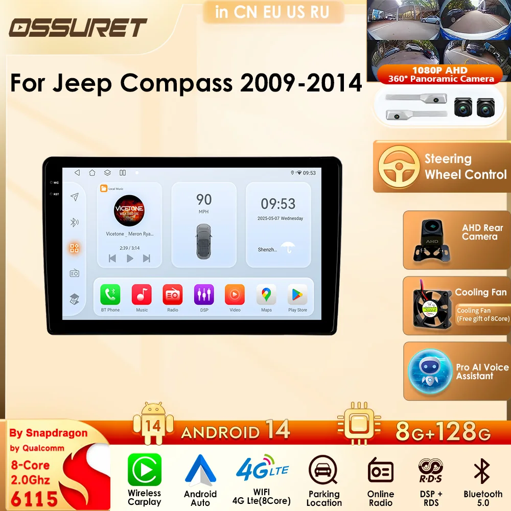 Фото Автомагнитола Android Auto с GPS, Wi-Fi, мультимедиа, видеоплеером и RDS для Jeep Wrangler/Grand Cherokee, Dodge Ram, Chrysler Sebring №1