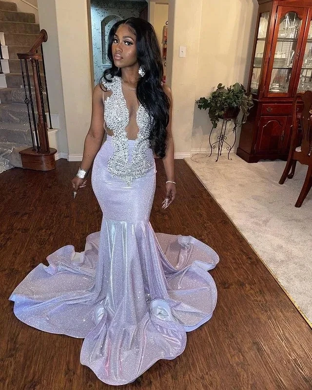 

Sparkle Aso Ebi African Evening Dresses Mermaid Sheer Sequins Crystals Long Dubai Saudi Arabic Black Girls Evening Gown Prom