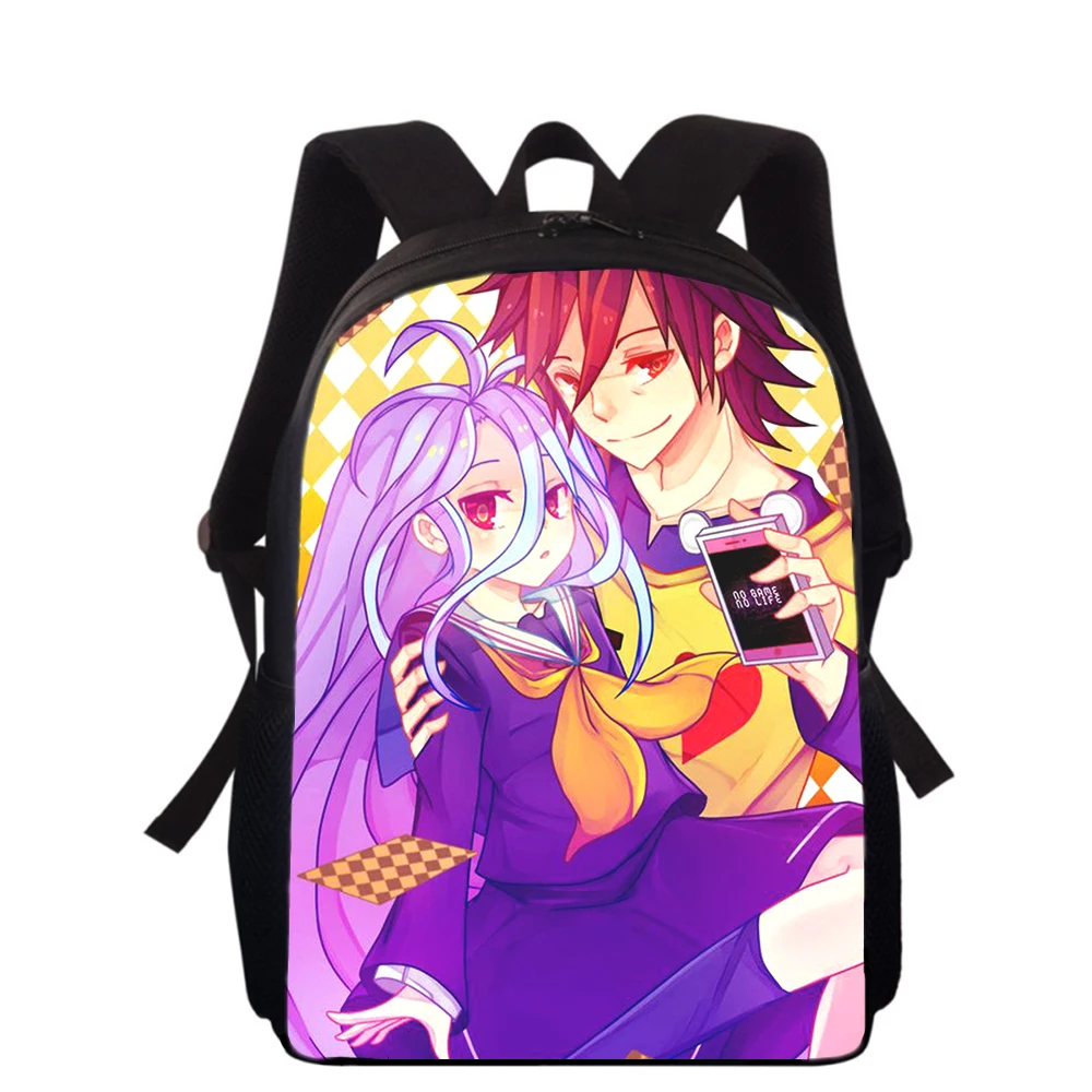 NO GAME NO LIFE Anime 15” 3D Print Kids Backpack Primary School Bags for Boys Girls Back Pack Students School Book Bags