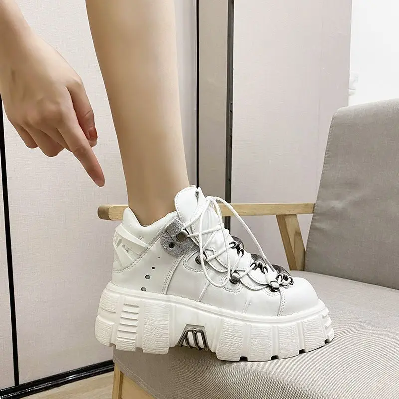 

Punk Women Sneakers Rock 6cm Platform ShoesWoman Creepers Female Casual Flats Metal Decoration Thick Bottom Women Tennis Shoes