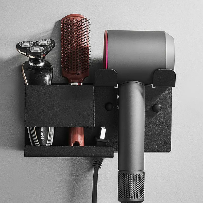 

Aluminium Hair Dryer Rack Razor Holder Bathroom Shelf Wall Mounted Organization Storage Shelves for Home Accessories Organizer