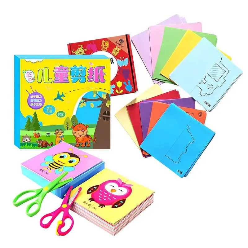 

Kids Paper Cutting Book Toddlers Cutting & Pasting Practice Workbook Colorful Preschool Scissor Practice Activity Books