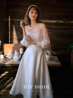 elegant strapless white satin wedding dresses sexy off the shoulder bohemian backless beach a line bridal party gowns for women