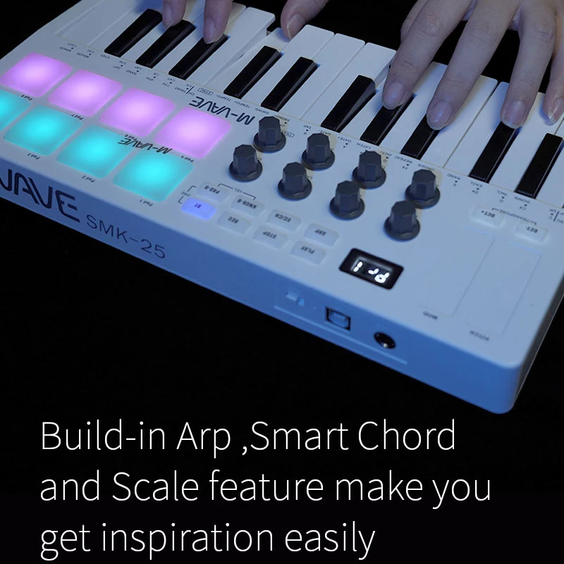 M-VAVE 25-клавишная перезаряжаемая беспроводная MIDI-клавиатура управления
