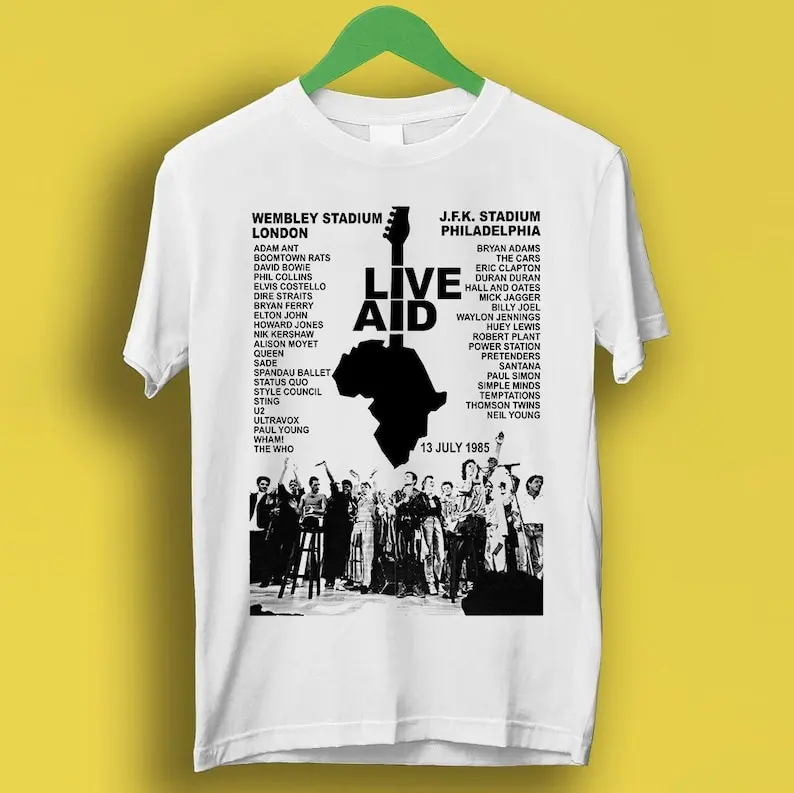 

Мужские Графические футболки, белая футболка с культовым фильмом для любителей музыки, концерта, концерта, прослушивания музыки, событий 1985...