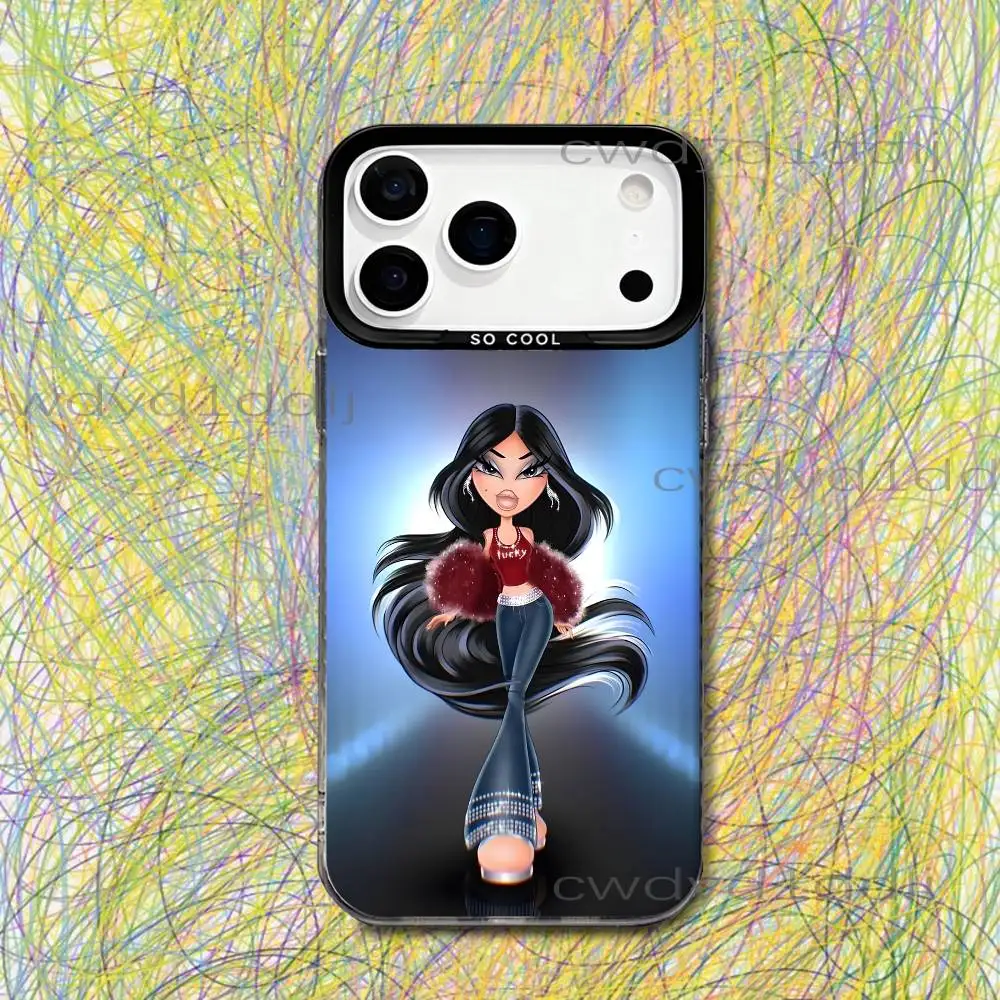 Модный чехол B-Bratz Doll для iPhone 17, 16, 15, 14, 13, 12, X, 8, Pro, Max, Plus, SE4, Air, Mini, черный, матовый, IMD (art.: 3920da328522f) - 3920da328522f