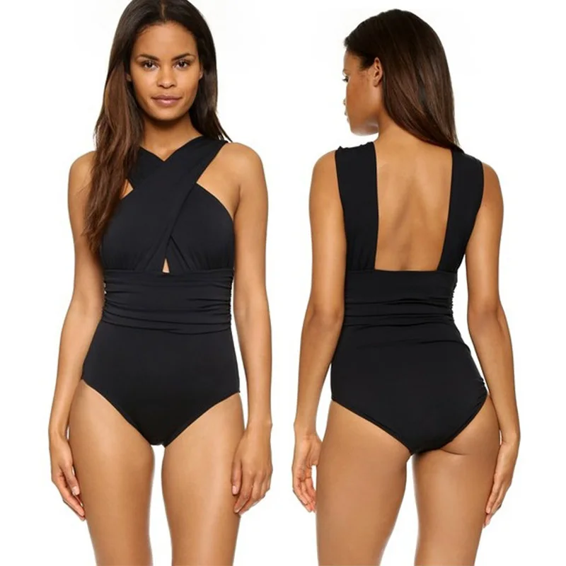 

Женское бикини, сексуальный слитный купальник с глубоким V-образным вырезом, женский черный, красный купальный костюм, женский купальник, ко...