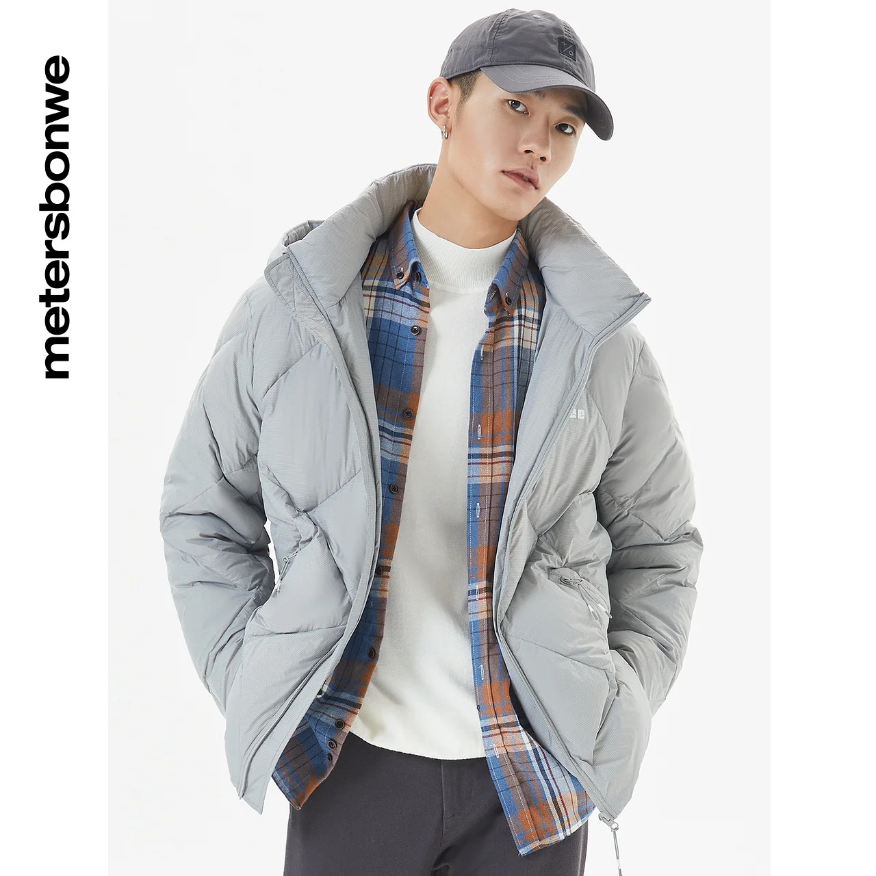 Metersbonwe Men Graphene Fabric Hodies Down Jacket 90%Duck Down Solid Color Warm Wear With Hooded  Winter Down Coats