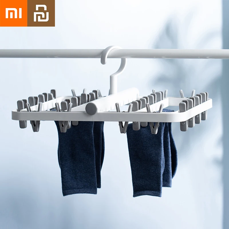 

Складная Многофункциональная сушилка Xiaomi Youpin с вращением на 360 °, ветрозащитная вешалка с несколькими зажимами, сушилка для нижнего белья, к...