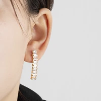 fashion cubic zircon crystal long tassel stud earrings high quality drop dangle earrings for women jewelry gift 2022