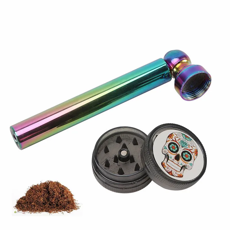 

High Quality Glass Pipe Kit with Detachable Bowl Filter Mesh Plastic Tobacco Herb Grinder Smoking Accessories Gadgets for Men