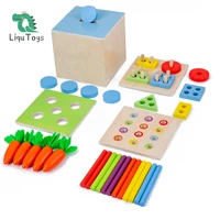 liqu wooden montessori toys for 1 2 3 year old baby giftsplay kit box includes carrot harvest games montessori coin box
