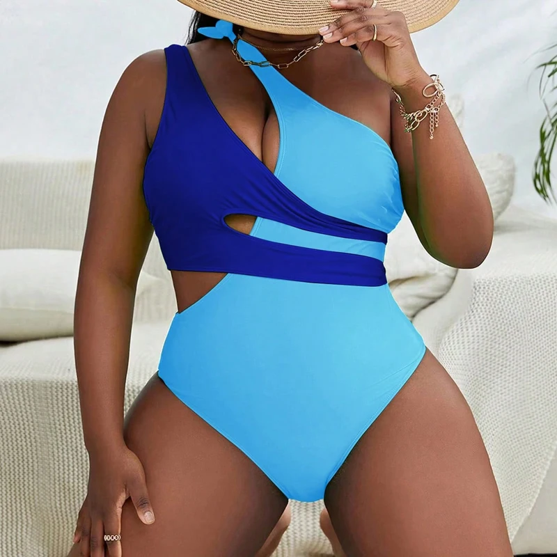 

2024 New Plus Size Push Up Swimsuit One Piece Patchwork Swimwear Women Sexy Underwire Bodysuit Monokini Women Bathing Suits Swim