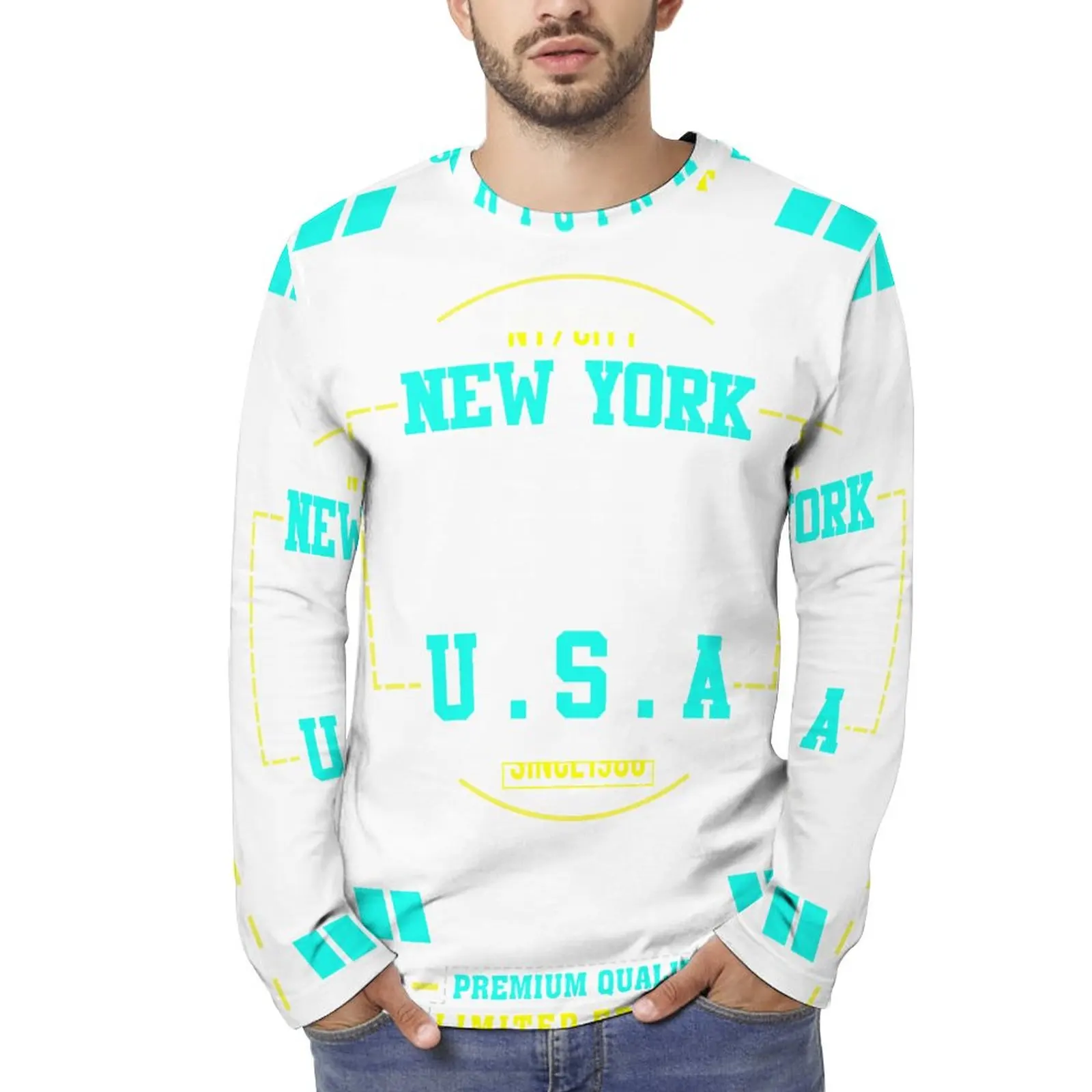 

Men's 100% Cotton Round Neck Sweat-absorbing and Breathable Long Sleeve Fashion Versatile Casual Comfortable Top