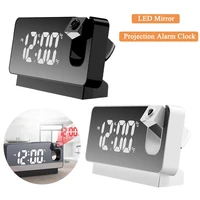 portable projection alarm clock led mirror digital clock thermometer usb angle adjustable cooking sleeping clocks with cable