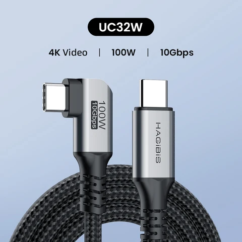 Кабель Hagibis USB C — USB C Кабель USB 3.2 Gen 2 Type C 10 Гбит/с 4K 60 Гц Видео 100 Вт Быстрая зарядка для iPhone 17 Macbook Pro iPad