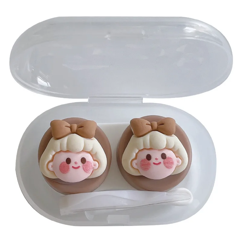 Kawaii Девушка Мини Цветные глазные контакты чехол теплый кофе цвет для женщин