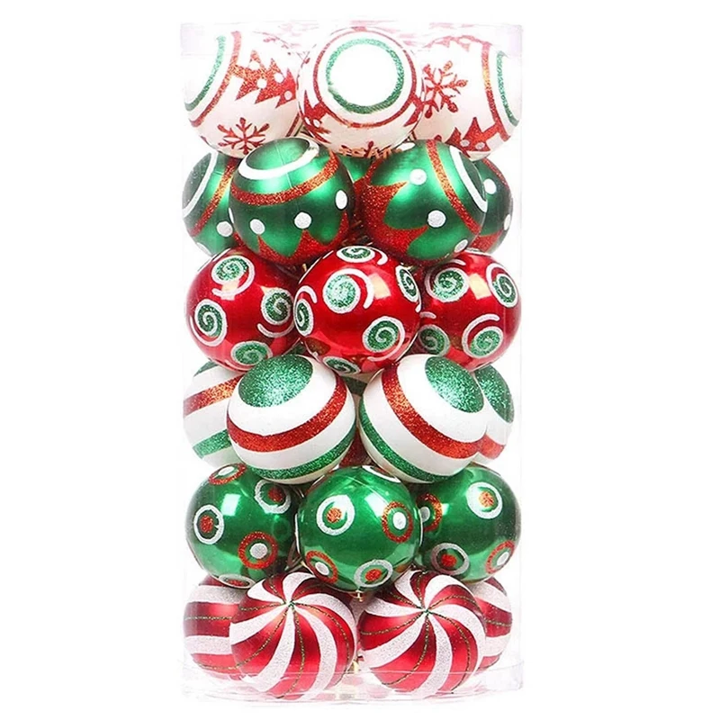 

Набор рождественских шаров с гальваническим покрытием, ручная роспись, пластиковые круглые шарики, Мерцающая подвеска