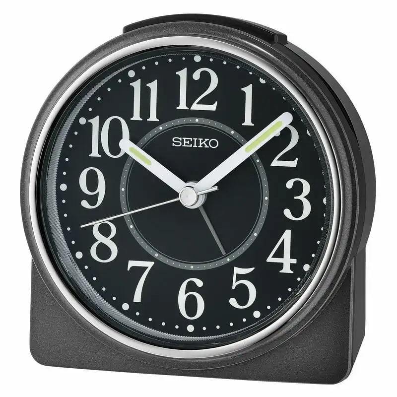 

inch Marui Beep Alarm Metallic Black Traditional Analog Quartz Tabletop Clock QHE198KLH