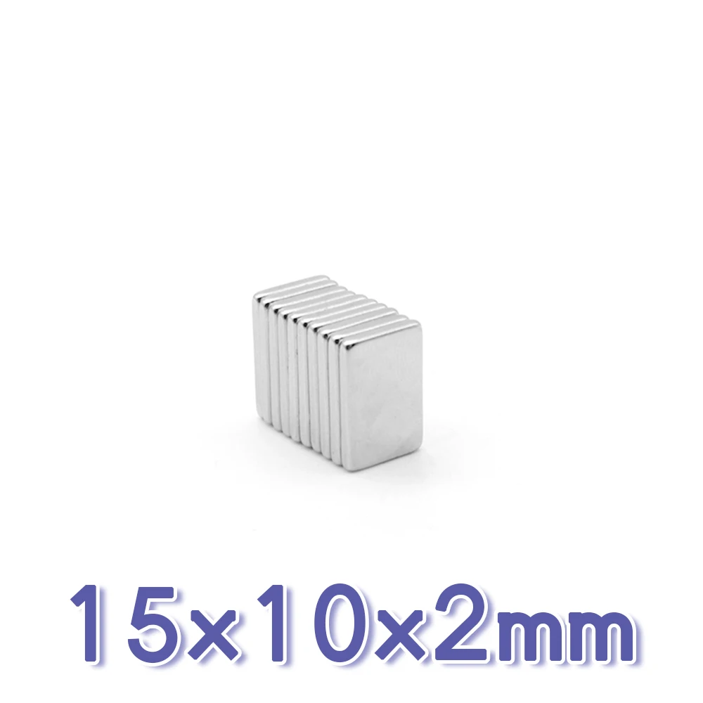 

10/20/50/100/150/200PCS 15X10X2 mm Rectangular Rare Earth Neodymium Magnet N35 Block Strong Powerful Magnets 15x10x2mm 15*10*2