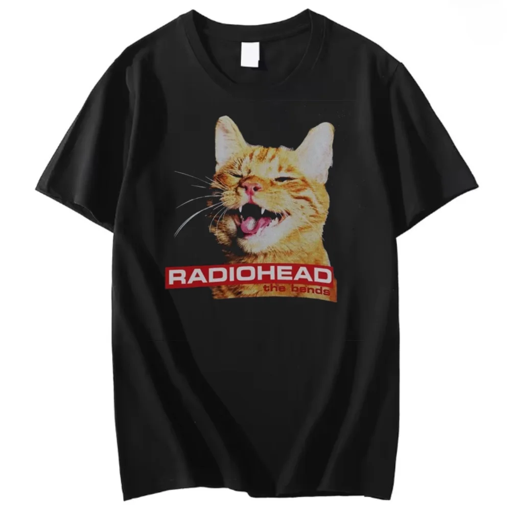 Фото Новая летняя мужская футболка Radiohead The Bend, забавная черная рубашка с короткими рукавами, модная футболка в стиле ретро, ​​унисекс, топ с короткими рукавами №1