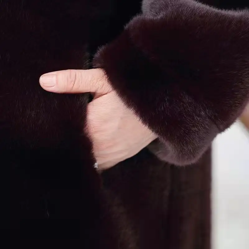 abrigos para mujeres leather jacket fur coat women traf veste femme European women's long faux fur coat