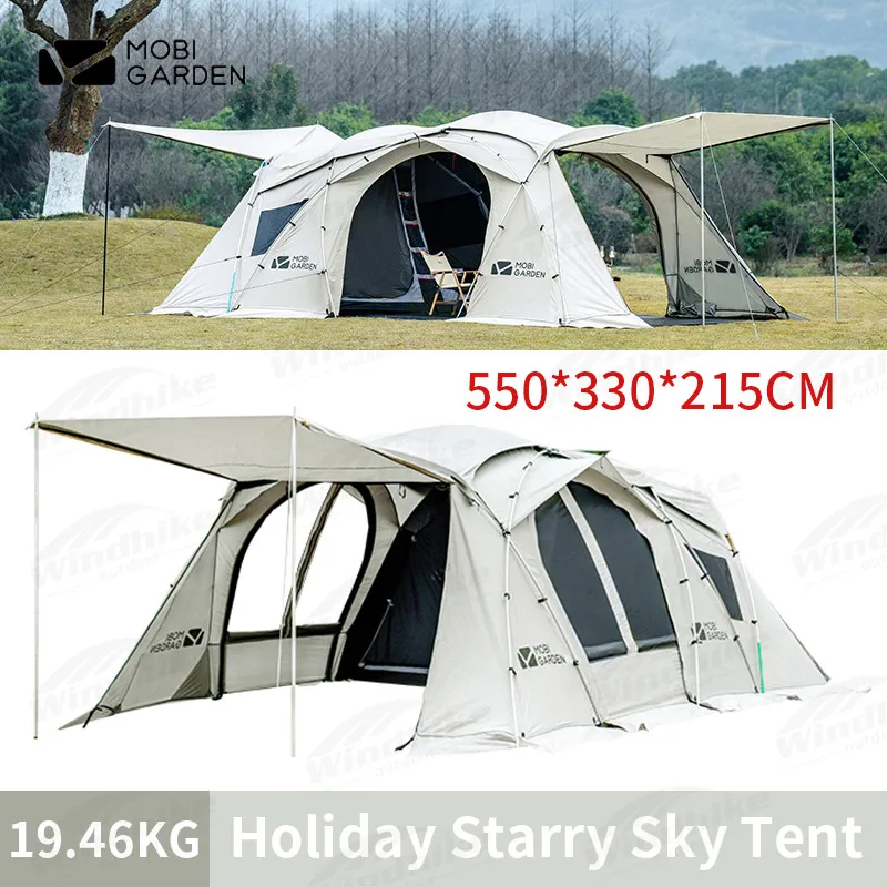 

MOBI GARDEN Holiday Starry SkyⅡ Camping Tent 3 Rooms 1 Hall 150D 4-8 Person Tunnel Tent Family Outdoor Picnic Gift Support Pole