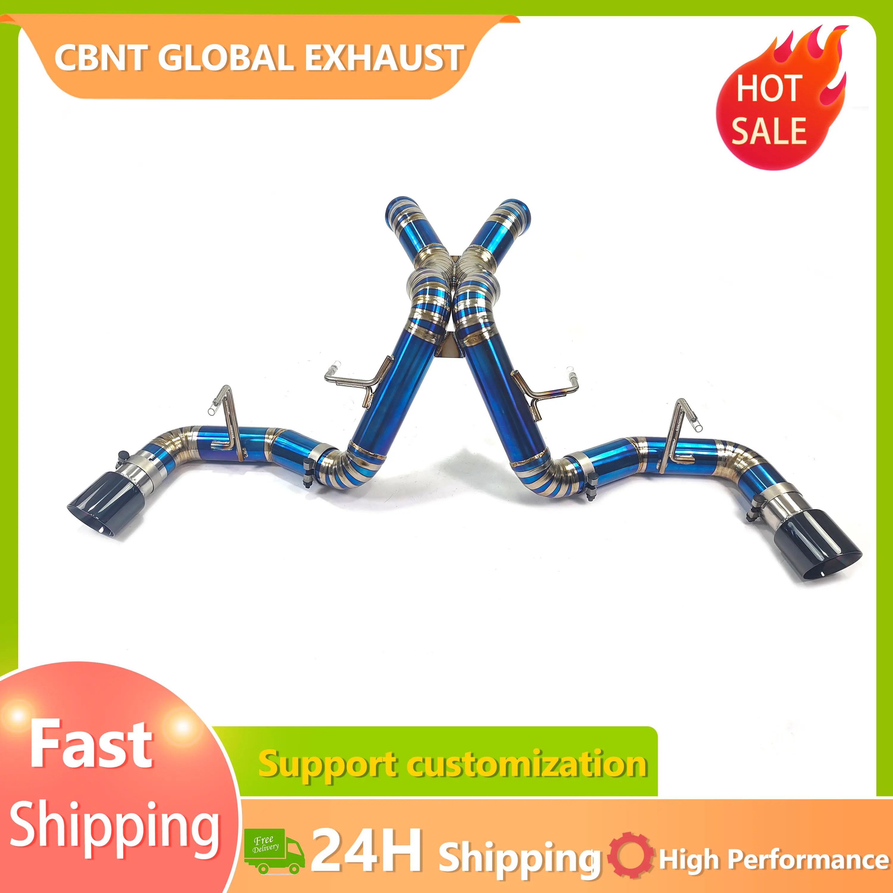 Фото Выхлопная система CBNT X-pipe Straight Pipes AxleBack для McLaren 570S 570GT 540C 3.8T, титановый глушитель Catback без клапанов №1