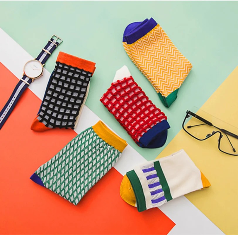 Fairy Tale Fashion Bump Three-Dimensional Texture Cotton Women's Socks Color Irregular Pattern Mid-Tube Couple Socks Yoga Socks