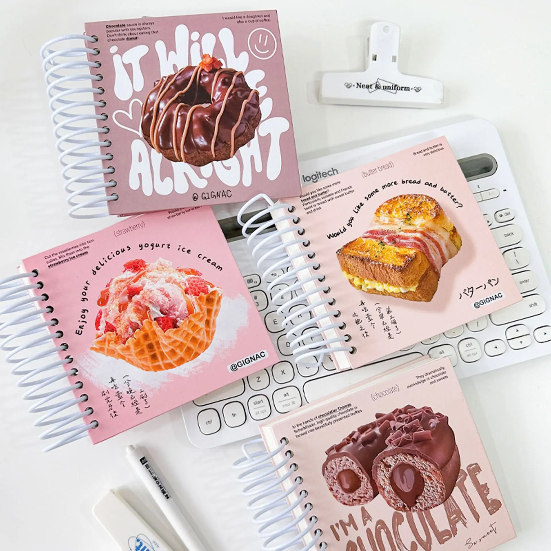 

200 Pages Coil Spiral Notebook Journals Food series Basic Diary Weekly Planner Book School Office Stationery